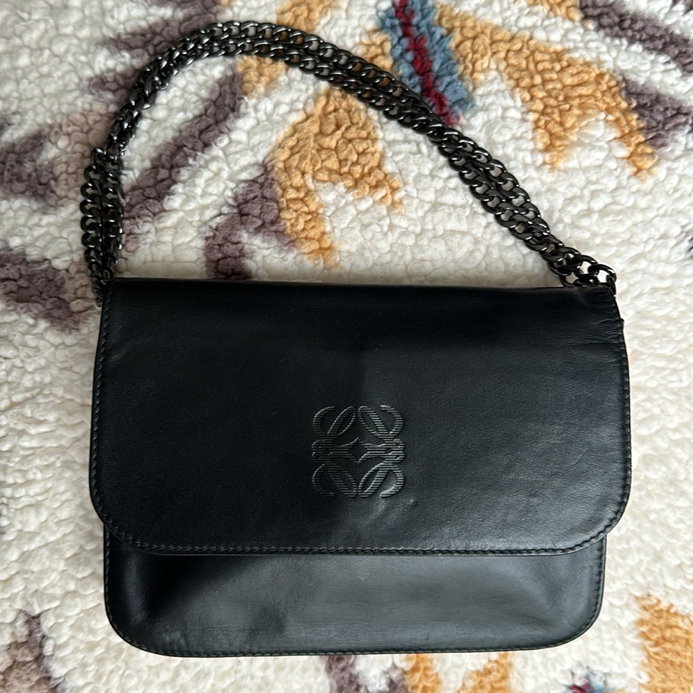 Vintage Loewe Black Leather Clutch / Pouch